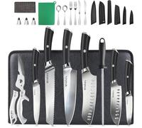 MOSFiATA Set Coltelli da Cucina Professionali con Forbici da Cucina, Affilacoltelli, Fodero e Custodia 19 Pezzi