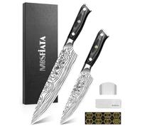 MOSFiATA Set di 2 Coltelli da Chef 15 cm e 23 cm, Coltello da Chef Acciaio Inossidabile Tedesco EN 1.4116, Impugnatura Ergonomica in Legno