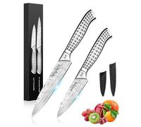 MOSFiATA Set di Coltelli per Frutta e Verdura, Coltello Sbucciare da 9 cm e Coltello Universale da 12,7 cm con Fodero
