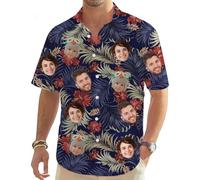 MOSGDBV Camicia Personalizzato Casual Maglietta Puoi Stampare la Tua Foto Camicia Hawaiana da Uomo, a Maniche Corte,Hawai Camiciotto Estivo Perfetta per Party, Vacanze
