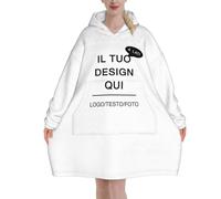 MOSGDBV Coperta Da Indossare Personalizzata Uomo & Donna - Felpa Coperta, Coperta Con Cappuccio, Coperta Indossabile, Regalo Compleanno, Anniversario, Natale
