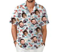 MOSGDBV MSIGDB Camicia Personalizzato Camicia Hawaii Uomo a Maniche Corte, Puoi Stampare la Tua Foto camicias Estiva Casual da Spiaggia con Bottoni per Il Tempo Libero Hawaiano Addio al Celibato
