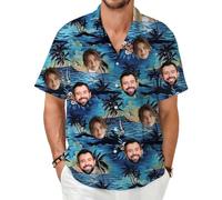 MOSGDBV MSIGDB Camicia Personalizzato Camicia Hawaii Uomo a Maniche Corte, Puoi Stampare la Tua Foto camicias Estiva Casual da Spiaggia con Bottoni per Il Tempo Libero Hawaiano Addio al Celibato