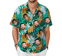 MOSGDBV MSIGDB Camicia Personalizzato Camicia Hawaii Uomo a Maniche Corte, Puoi Stampare la Tua Foto camicias Estiva Casual da Spiaggia con Bottoni per Il Tempo Libero Hawaiano Addio al Celibato