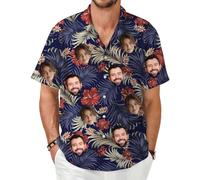 MOSGDBV MSIGDB Camicia Personalizzato Camicia Hawaii Uomo a Maniche Corte, Puoi Stampare la Tua Foto camicias Estiva Casual da Spiaggia con Bottoni per Il Tempo Libero Hawaiano Addio al Celibato