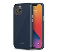 Moshi iGlaze Custodia rigida compatibile con iPhone 12 Pro Max, custodia rigida, finitura lucida, telaio antiscivolo, pulsante in metallo reattivo, per iPhone 12 Pro Max da 6,7", blu ardesia