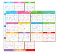 MoShining - Calendario da parete cancellabile a secco, 140 x 94 cm | Con penna e gomma, planner da parete, pianificatore annuale non datato, per ufficio, casa, paesaggi e ritratti
