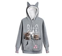 Moshow Felpa Carina per Canguri da Donna Pullover a Maniche Lunghe Tascabile Felpa con Cappuccio It is My Cat T-Shirt