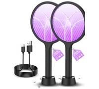 Mosiller Zanzariera elettrica 4000 V Dual Mode Bug Zapper racchetta | Ricaricabile, luce attrattiva viola, rete di sicurezza a 3 strati e ricarica USB-C per uso interno, esterno, casa, campeggio