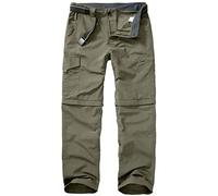 mosingle Pantaloni da trekking da uomo con zip off Safari leggeri ad asciugatura rapida convertibili da pesca da viaggio, Verde chiaro, 90