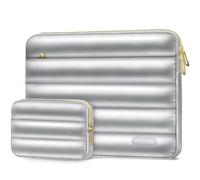 MOSISO 13-14 Pollici Lucido Gonfio Custodia PC Portatile, 13,3 Pollici Borsa Trasporto Donne Uomini Compatibile con MacBook Air/Pro 13 Pro 14,Borsa Orizzontale con Case Piccola,Argento