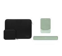 MOSISO 13,3-14 pollici Custodia Laptop Borsa PC Neoprene Borse | Computer con Custodia Piccola, Tappetino Mouse con Poggiapolsi&Tastiera Set, Facile Digitare Mouse Pad, Nero e Verde