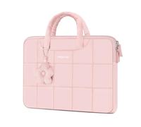 MOSISO 13.3 pollici Custodia Laptop,13-13.3 pollici Borsa PC Gonfia Compatibile con MacBook Air 13 13.6/Pro 13/Pro 14,HP Dell ASUS Lenovo,Borsa Computer Rectangle Quilted Manico&Ciondolo Flower, Rosa