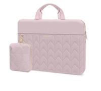 MOSISO 15-16 Pollici Custodia Borsa Compatibile con MacBook Air 15 Pollici/Pro 16 M4 M3 M2 M1,15-15,6 Pollici Notebook,Ondulato Quilted Carry Borsa con Handle&Tasca Orizzontale&Small Caso,Rosa