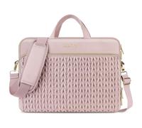MOSISO 15.6 pollici Borsa Tracolla Laptop, 15-16 pollici Borse Computer Compatibili con MacBook Pro 16 M4 M3 M2 M1,HP Dell Acer Lenovo ASUS Notebook, Borsa Tracolla Trapuntata con Manico e Tasca, Rosa