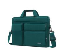 MOSISO 16 Pollici Borsa Tracolla Laptop,15-15,6 Pollici Custodia PC Compatibile con MacBook Air 15 M4 M3 M2/Pro 16 M4 M3 M2 M1 con 2 Raised&1 Flapover&1 Tasca Orizzontale&Manico&Belt, Verde Acqua