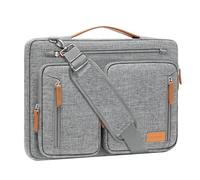 MOSISO 360 Protezione Laptop Borsa a Tracolla,15-15,6 Pollici Computer Borsa Compatibile con MacBook Pro 16,HP,Dell,Lenovo,Asus Notebook,Lato Aperto Custodia Messenger con 5 Tasche&Cintura,Grigio