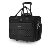 MOSISO Borsa Laptop con Ruote, Valigetta con Ruote 15,6 Pollici Donne e Uomini, Borsa Computer con Ruote Espandibile Notte con Tasca con Patta e Cintura su 2 Ruote per Lavoro, Viaggi, Affari, Nero