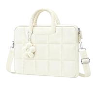 MOSISO Borsa Tracolla PC Puffy Custodia Laptop | Borsa Messenger Trapuntata Puffy con Cintura Trolley & Ciondolo Fiore per MacBook, Lenovo ASUS HP