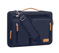 MOSISO Borsa Tracolla Protettiva 360 Laptop, 15-15.6 Pollici Borse Computer Compatibili con Macbook Pro 16,HP,Dell,Lenovo,Notebook, Borsa Tracolla con Side Open,5 Tasche Accessori&Cintura, Navy Blu