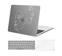 MOSISO Case Compatibile con MacBook Pro 13 M2 M1 2023 2022 2021-2016 A2338 A2289 A2251 A2159 A1989 A1706 A1708, Plastica Faccia Sketch Custodia Rigida & Tastiera Skin Cover & Proteggi Schermo, Grigio