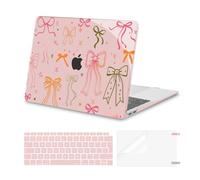MOSISO Cover Compatibile con MacBook Air 13 Pollici M1 2021 2020 2019 2018 A2337 A2179 A1932 Custodia, Fiocchi Seta Case Rigida&Copritastiera&Pellicola, Rosa
