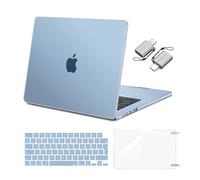 MOSISO Cover Compatibile con MacBook Air 15 Pollici Custodia 2025 2024 2023 M4 A3241 M3 A3114 M2 A2941 Touch ID,Case Plastica Protettiva&Copritastiera&Proteggi Schermo&Tipo C,Azzurro Cielo