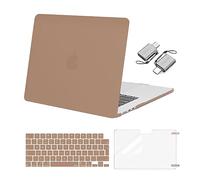 MOSISO Cover Compatibile con MacBook Air 15 Pollici Custodia 2025 2024 2023 M4 A3241 M3 A3114 M2 A2941 Touch ID,Case Plastica Protettiva&Copritastiera&Proteggi Schermo&Tipo C,Marrone Caramello