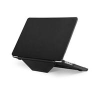 MOSISO Cover Compatibile con MacBook Pro 16 Pollici Custodia 2025 2024 2023 2022 2021 M4 M3 M2 M1 A3403 A3186 A2991 A2780 A2485,PU Pelle Rivestito Plastica Custodia Rigida con Staffa Piega,Nero