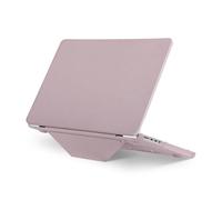 MOSISO Cover Compatibile con MacBook Pro 16 Pollici Custodia 2025 2024 2023 2022 2021 M4 M3 M2 M1 A3403 A3186 A2991 A2780 A2485,PU Pelle Rivestito Plastica Custodia Rigida con Staffa Piega,Rosa
