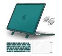 MOSISO Custodia Compatibile con MacBook Air 13,6 Pollici Cover 2025-2022 M4 A3240 M3 A3113 M2 A2681,Servizio Pesante Staffa Piega Rigida Case&Copritastiera&Proteggi Schermo&Tipo C,Verde Acqua