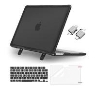 MOSISO Custodia Compatibile con MacBook Air 13,6 Pollici Cover 2025-2022 M4 A3240 M3 A3113 M2 A2681,Servizio Pesante Staffa Piega Rigida Case&Copritastiera&Proteggi Schermo&Tipo C,Nero
