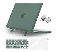 MOSISO Custodia Compatibile con MacBook Air 13,6 Pollici Cover 2025-2022 M4 A3240 M3 A3113 M2 A2681,Servizio Pesante Staffa Piega Rigida Case&Copritastiera&Proteggi Schermo&Tipo C,Verde Smeraldo
