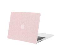 MOSISO Custodia Compatibile con MacBook Air 13,6 Pollici Cover 2025 2024 2023 2022 M4 A3240 M3 A3113 M2 A2681 Touch ID,Anti-impronta Poligonale Texture PU Pelle Rivestito Custodia Rigida Case,Rosa