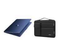 MOSISO Custodia Compatibile con MacBook Air 13,6 pollici Cover M4 M3 M2 2025-2022 A3240 A3113 A2681, Naturale Ultra-Sottile Case & Lato Aperto Borse con 2 Alzato & 1 Tasche Patta, Blu Notte & Nero