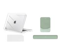 MOSISO Custodia Compatibile con MacBook Air 13,6 pollici Cover M4 M3 M2 2025-2022 A3240 A3113 A2681, Case e Tappetino Mouse con Poggiapolsi e Tastiera Set e Copritastiera, Chiaro Cristallo e Verde