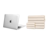MOSISO Custodia Compatibile con MacBook Air 13,6 pollici Cover M4 M3 M2 2025-2022 A3240 A3113 A2681, Protezione Case e Poliestere Orizzontale Borsa con Small Case, Chiaro Cristallo e Sabbia