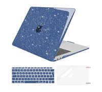MOSISO Custodia Compatibile con MacBook Air 13 Cover M1 2020 2019 2018 A2337 A2179 A1932 Retina Touch ID, Glitter Case per MacBook Air M1 Cover 13,3'' Pollici&Copritastiera&Pellicola, Blu Notte