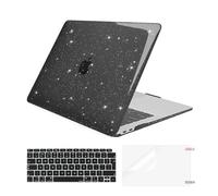MOSISO Custodia Compatibile con MacBook Air 13 Cover M1 2020 2019 2018 A2337 A2179 A1932 Retina Touch ID, Glitter Case per MacBook Air M1 Cover 13,3'' Pollici&Copritastiera&Pellicola, Nero