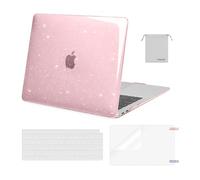 MOSISO Custodia Compatibile con MacBook Air 13 Cover M1 2020 2019 2018 A2337 A2179 A1932 Touch ID, Glitter Case per MacBook Air M1 Cover 13,3'' Pollici&Copritastiera&Pellicola&Borsa, Rosa Baby