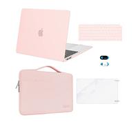 MOSISO Custodia Compatibile con MacBook Air 13 Cover M1 2021 2020 2019 2018 A2337 A2179 A1932,Case per MacBook Air M1 Cover 13,3'' Pollici&Borsa&Copritastiera&Webcam Cover&Pellicola, Rosa Gesso