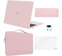 MOSISO Custodia Compatibile con MacBook Air 13 Cover M1 2021 2020 2019 2018 A2337 A2179 A1932,Case per MacBook Air M1 Cover 13,3'' Pollici&Borsa&Copritastiera&Webcam Cover&Pellicola, Quarzo Rosa