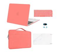 MOSISO Custodia Compatibile con MacBook Air 13 Cover M1 2021 2020 2019 2018 A2337 A2179 A1932,Case per MacBook Air M1 Cover 13,3'' Pollici&Borsa&Copritastiera&Webcam Cover&Pellicola, Living Coral