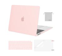 MOSISO Custodia Compatibile con MacBook Air 13 Cover M1 2021 2020 2019 2018 A2337 A2179 A1932 Touch ID,Case per MacBook Air M1 Cover 13,3'' Pollici&Copritastiera&Pellicola&Borsa, Gesso Rosa