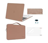 MOSISO Custodia Compatibile con MacBook Air 13 Cover M1 2021 2020 2019 2018 | Borsa&Copritastiera&Webcam Cover&Pellicola&Case per MacBook Air M1 Cover 13,3 pollici A2337 A2179 A1932, Marrone Caramello