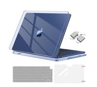 MOSISO Custodia Compatibile con MacBook Air 13 Cover M4 M3 M2 2025 2024-2022 A3240 A3113 A2681,per MacBook Air 13,6'' Case Supera Bellezza Naturale&Copritastiera&Pellicola&Tipo C, Cristallo Mezzanotte