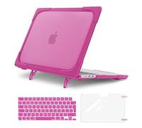 MOSISO Custodia Compatibile con MacBook Air 13 Cover M4 M3 M2 2025 2024 2023 2022 A3240 A3113 A2681,per MacBook Air 13,6'' Retina Case Servizio Pesante Staffa Piega&Copritastiera&Pellicola, Rosa Rosso