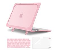 MOSISO Custodia Compatibile con MacBook Air 13 Cover M4 M3 M2 2025 2024 2023 2022 A3240 A3113 A2681,per MacBook Air 13,6'' Retina Case Servizio Pesante Staffa Piega&Copritastiera&Pellicola, Rosa