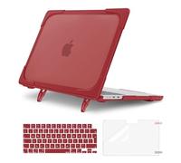 MOSISO Custodia Compatibile con MacBook Air 13 Cover M4 M3 M2 2025 2024 2023 2022 A3240 A3113 A2681,per MacBook Air 13,6'' Retina Case Servizio Pesante Staffa Piega&Copritastiera&Pellicola, Rosso