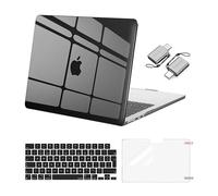MOSISO Custodia Compatibile con MacBook Air 13 Cover M5 M4 M3 M2 2026-2022 A3449 A3240 A3113 A2681,Case per MacBook Air 13,6'' display Liquid Retina&Copritastiera&Pellicola&Tipo C, Cristallo Nero